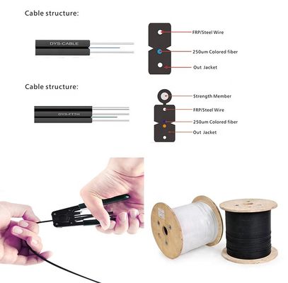 1 2 cabo pendente liso interno/exterior da fibra ótica de 4 núcleos de FTTH
