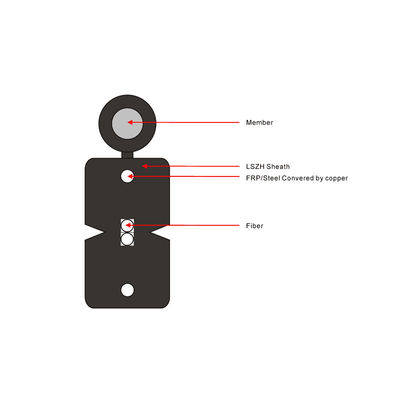 Autossuficiente gota de aço exterior Fibra Optica 1 2 de Wire FRP FTTH do mensageiro cabo de fibra ótica de 4 núcleos