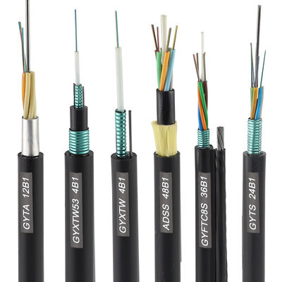Cabo de fibra ótica de fibra ótica exterior do único modo do núcleo do cabo GYXTW G652D 24
