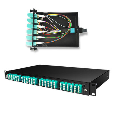 Polegada ótica 1U MPO MTP-LC 24F 10G 40G do painel de remendo 19 da fibra do alto densidade