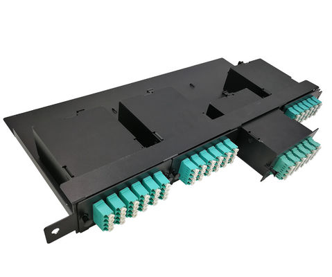144 retira o núcleo de 19&quot; painel de remendo da fibra MPO de 1U MTP com as gavetas de 4pcs OM3 MTP-LC