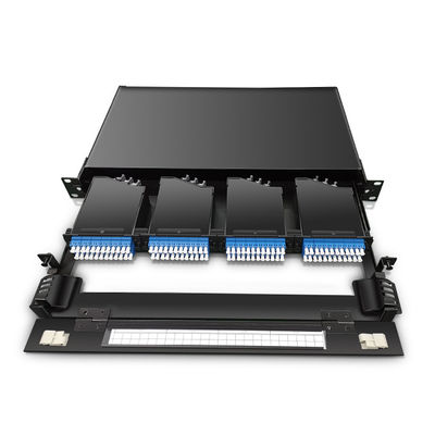 144 retira o núcleo de 19&quot; painel de remendo da fibra MPO de 1U MTP com as gavetas de 4pcs OM3 MTP-LC