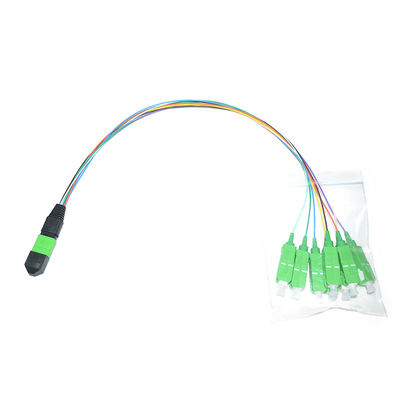 12 cabo de remendo personalizado 1M Singlemode da fibra do núcleo 0.9mm MPO Fanout