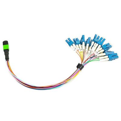 Fanout personalizado da fibra 0.9mm do LC do homem do núcleo MPO do conjunto de cabo 12 da fibra