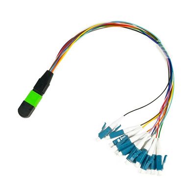 Fanout personalizado da fibra 0.9mm do LC do homem do núcleo MPO do conjunto de cabo 12 da fibra