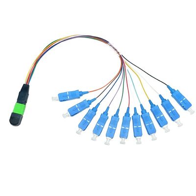 Fanout personalizado da fibra 0.9mm do LC do homem do núcleo MPO do conjunto de cabo 12 da fibra