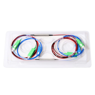 Wdm 1310 1490 do divisor da fibra ótica dos portos de FTTH 3 1550 tipos de aço do tubo de Fwdm