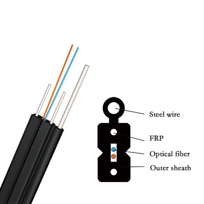 Cabo de fibra ótica GJYXCH da gota do núcleo de FTTH 12 com cor preta do fio de aço