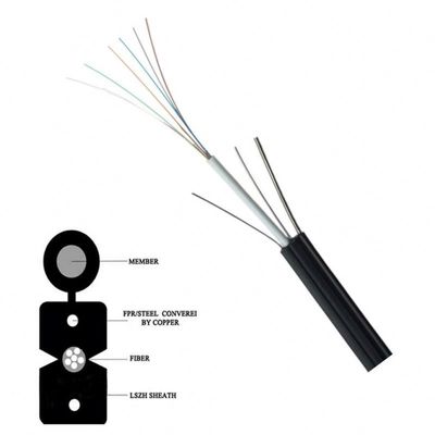 Cabo de fibra ótica GJYXCH da gota do núcleo de FTTH 12 com cor preta do fio de aço